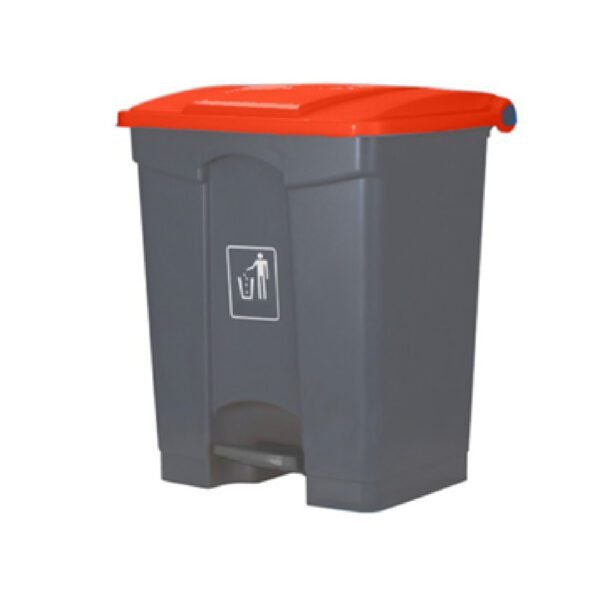CONTENEDOR 68L GRIS (CUBO + PEDAL) + TAPA ROJA CONTENEDOR DE 68L