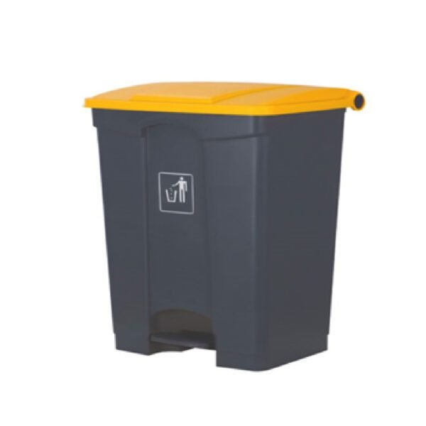CONTENEDOR 68L GRIS (CUBO + PEDAL) + TAPA AMARILLA CONTENEDOR