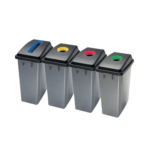 PAPELERA RECICLAJE 60L TAPA AZUL