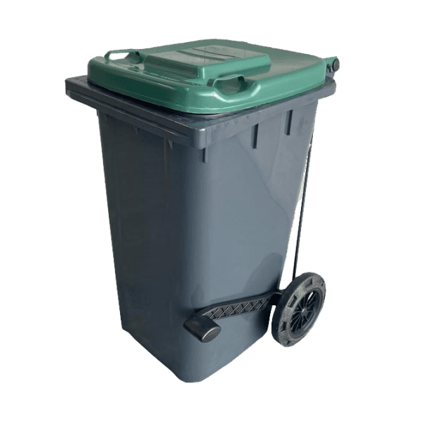CONTENEDOR 80 L. GRIS CON PEDAL Y TAPA VERDE