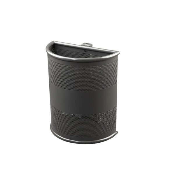 PAPELERA PERFORADA SEMICIRCULAR PARED METÁLICA PINTADA 45L